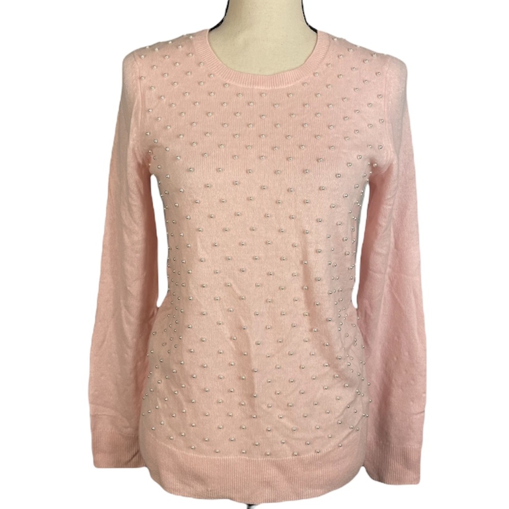 Saks Fifth Avenue 100% Cashmere Pearl Baby Pink Lightweight Sweater Size S
